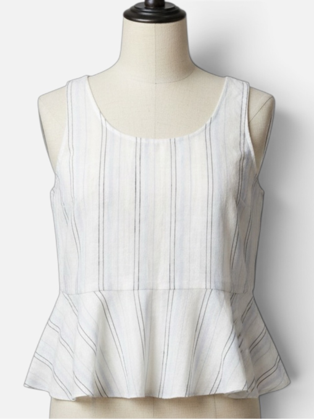 Vince Camuto Linen Striped Sleeveless Peplum Top
